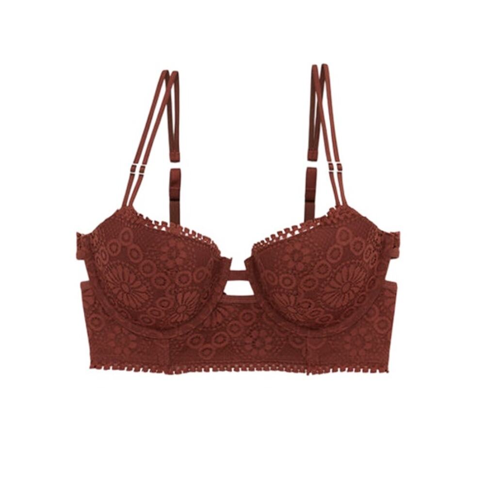 aerie Lace Longline Bra in Rust